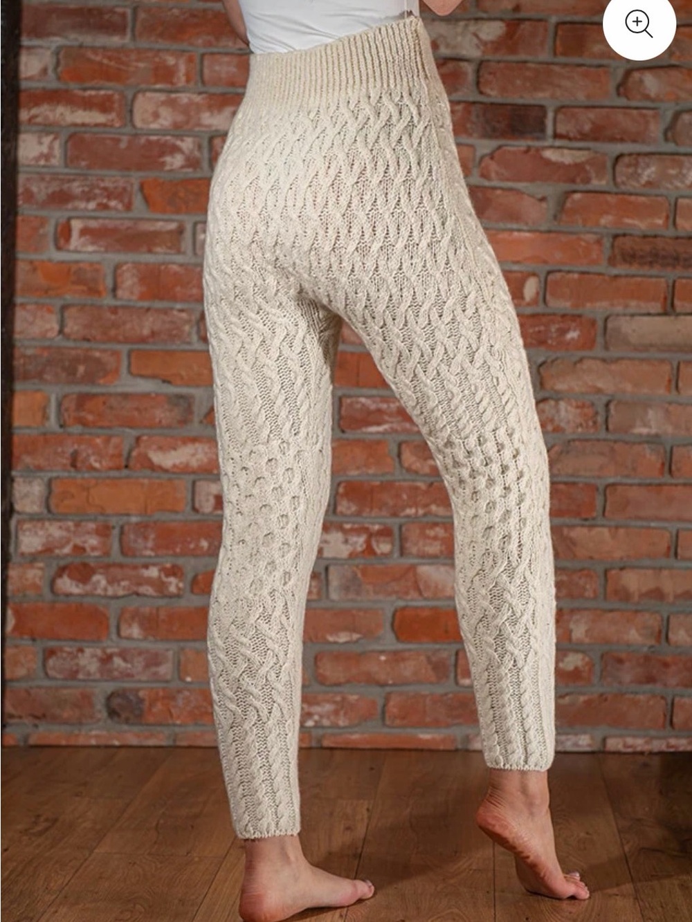 NWT Aran Cable Knit Leggings Medium Chalkstone Wool Cashmere Cozy